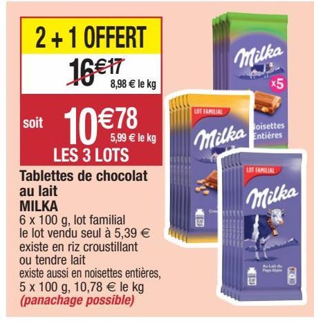 chocolat au lait Milka