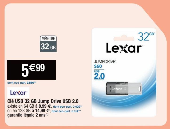 Lexar Clé USB 32 GB Jump USB 2.0