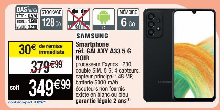 Samsung Smartphone réf.GALAXY A33 5 G NOIR
