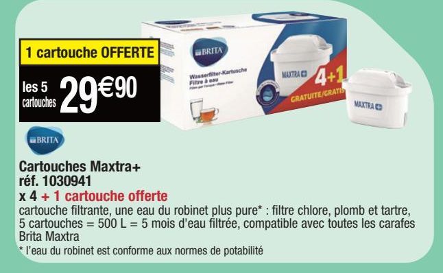 BRITA Cartouches Maxtra + réf.1030941+4 1 cartouche offerte