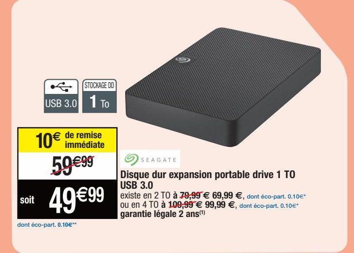 Seagate Disque dur expansion portable drive 1 TO USB 3.0