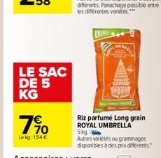 Riz parfumé Long grain ROYAL UMBRELLA 5kg.  Autres variétés ou grammages disponibles à des prix différents."  BREA