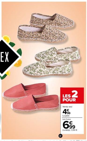 LES 2  POUR  Vendu seul  4?9  La paire Les 2 pour