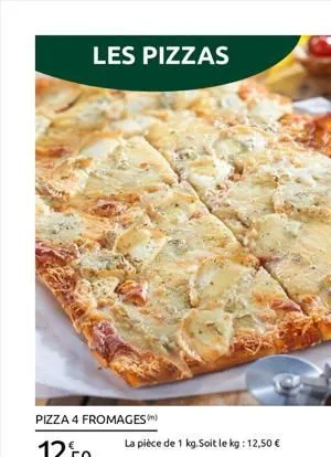 les pizzas  la pièce de 1 kg.soit le kg: 12,50 