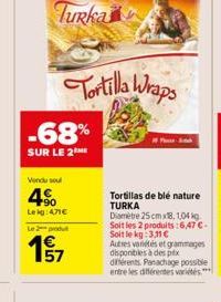 Turka  Tortilla Wraps  -68%  SUR LE 2  Vendu soul  4%  Leig:471  2 produt  197