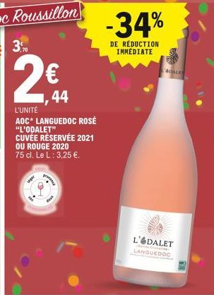 -34%  DE RÉDUCTION IMMEDIATE 4OALET    L' DALET  LANGUEDOC