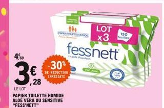 LOT  PAPER TOLETTE HUMICE x3  150 feuilles  fessnett