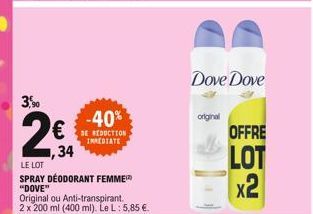 Dove Dove  original  OFFRE  LOT  x2  X