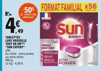 FORMAT FAMILIAL X56  TABLETTES  Sun  EXPERT  TOUT..1  FORMULE  IMBATTABLE  EXTRA  POWER