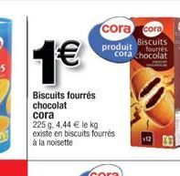 cora cora Biscuits produit fourrés cora chocolat