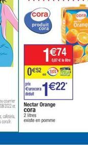 cora produit  cora  174.  122  052  0,87 le litre