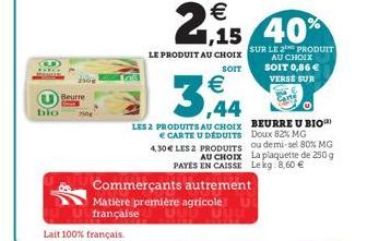 bio  250K  Beurre  C  Lait 100% français.