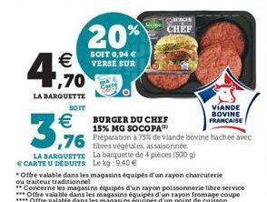 20%  SOIT 0,94   VERSE SUR  COEGER CHEF