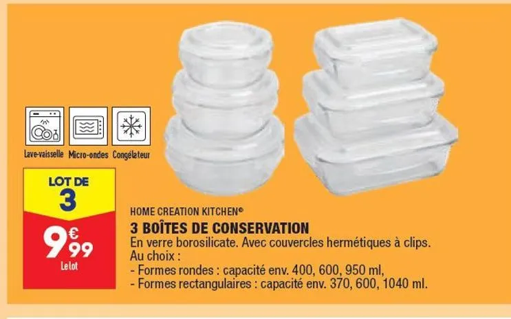 3 boîtes de conservation