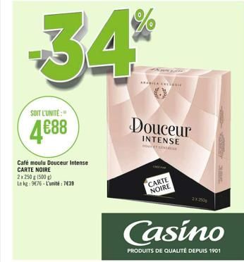 AMICA EXCasi  Douceur  INTENSE  N  CARTE NOIRE  2x 250  Casino  PRODUITS DE QUALITÉ DEPUIS 1901