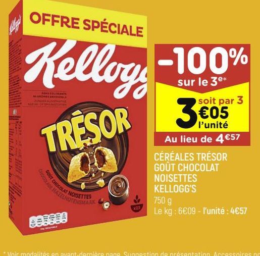 céréales trésor gout chocolat noisettes Kellogg's