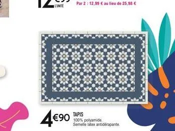 tapis 50 x 70 cm en coton shaggy modèles au choix. par 2: 12,99  au lieu de 25,98   tapis 100% polyamide semelle latex antidérapante
