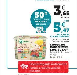 bio  wou REITIN  AVEC MORCEAUX/  Commerçants autrement  Matière première agricole française
