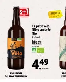 5+1  offerte  le petit vélo bière ambrée bio  6,5% vol.  ib0 39  inedit chez lidl