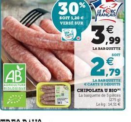 30%  SOIT 1,20  VERSÉ SUR