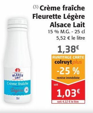 Crème fraîche Fleurette légère Alsace Lait