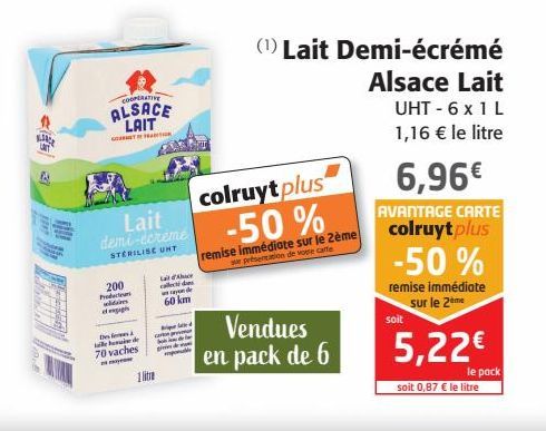 Lait Demi-écrémé Alsace Lait