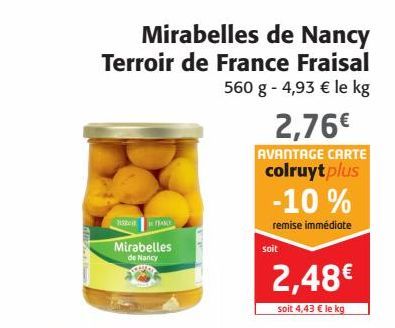 Mirabelles de Nancy Terroir de France Fraisal