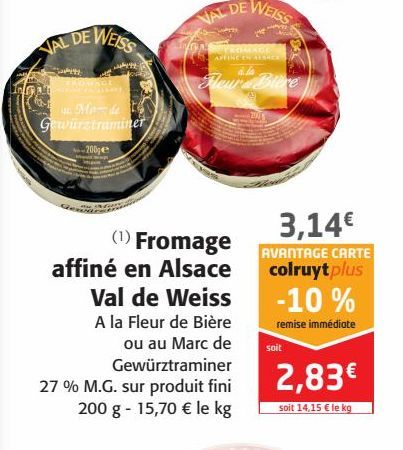 Fromage affiné en Alsace Val de Weiss