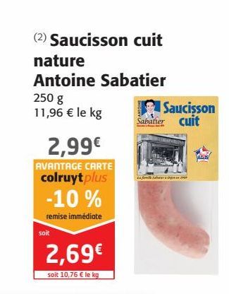 Saucisson cuit nature Antoine Sabatier