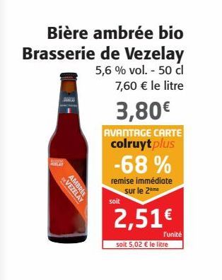 Bière ambrée bio Brasserie de vezelay