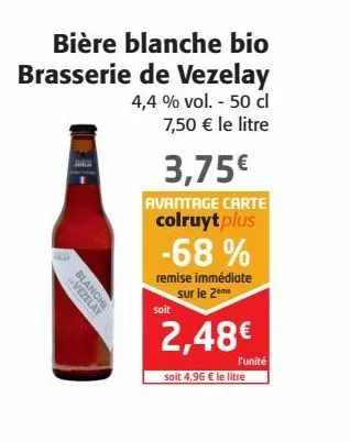 bière blanche bio brasserie de vézelay