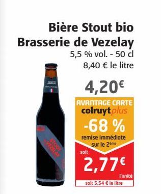 Bière Stout bio Brasserie de Vezelay
