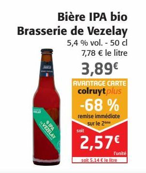 Bière IPA Bio Brasserie de Vezelay