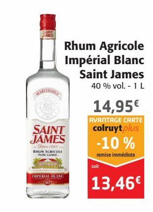 Rhum  Agricole impérial Blanc Saint James