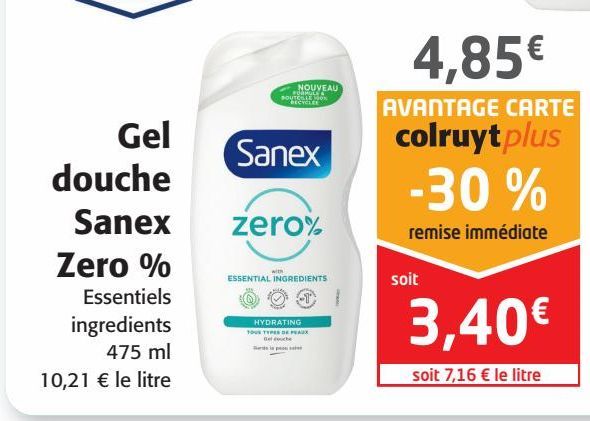 Gel douche Sanex Zero%