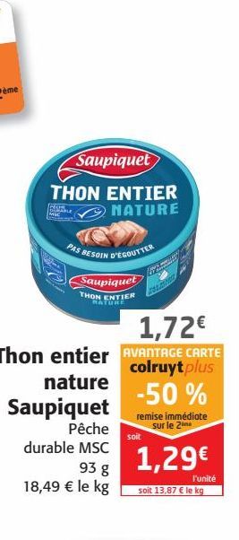 Thon entier nature Saupiquet