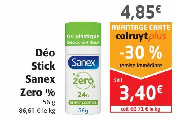 Déo stick Sanex Zero %