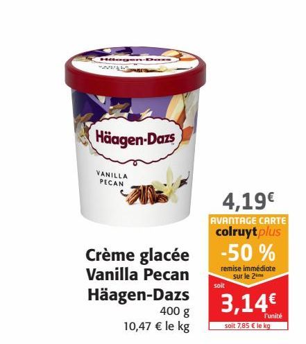 Crème glacée Vanilla Pecan Haagen-Daz