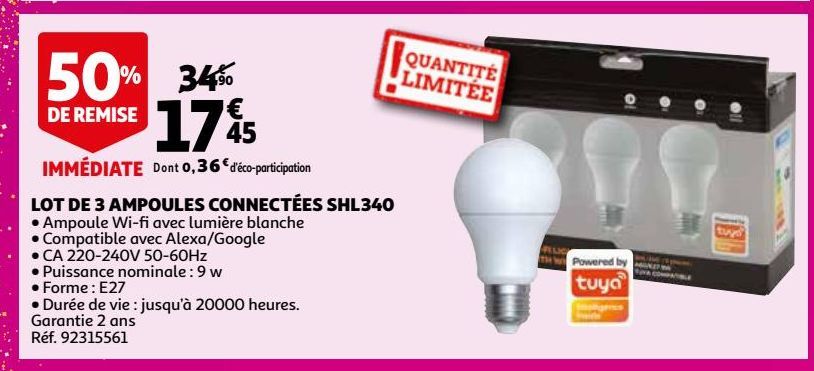 Lot de 3 ampoules connectees SHL340