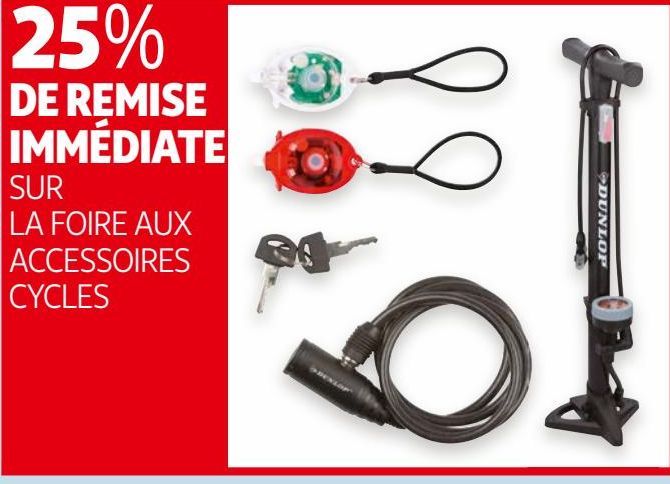 25% de remise immediate sur la foire aux accessoires cycles