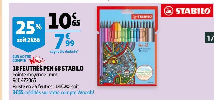 18 feutres pen 68 stabilo