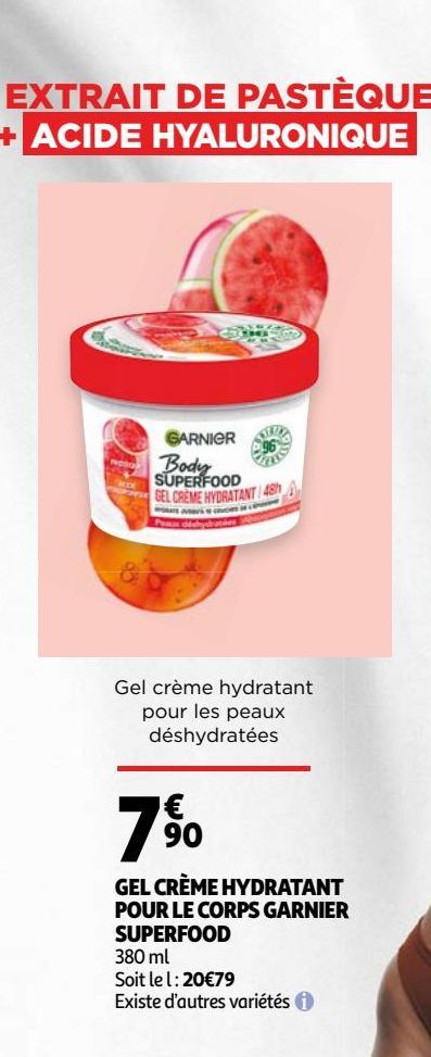 gel creme Hydratant pour le corps Garnier Superfood