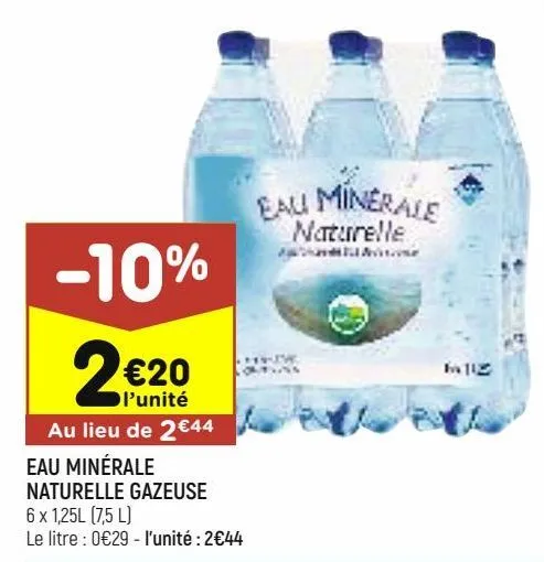 eau  minérale naturelle gazese leader price