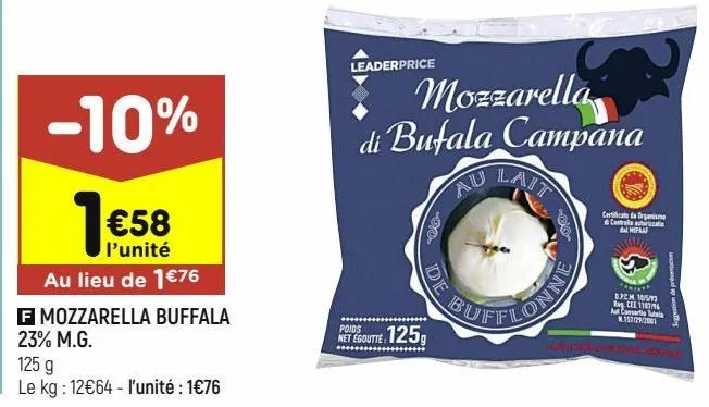 mozzarella buffala leader price
