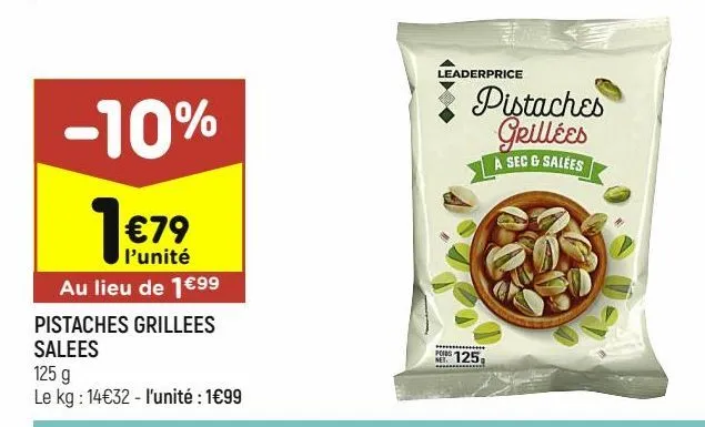 pistaches grillees leader price