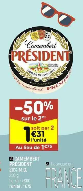 camembert président 20% m.g.