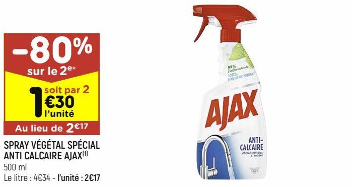 spray végétal spécial anti-calcaire Ajax