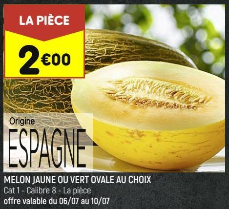 melon jaune ou vert ovale au choix