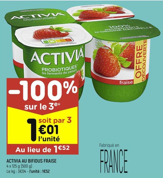 Activia au bifidus fraise