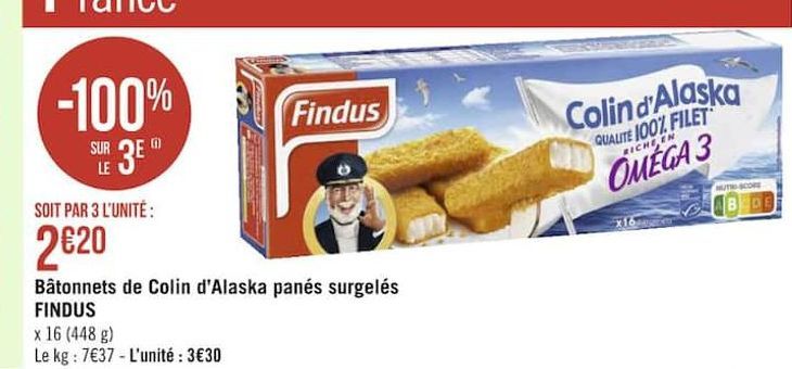 Batonets de Colin d´Alaska panes surgeles FINDUS